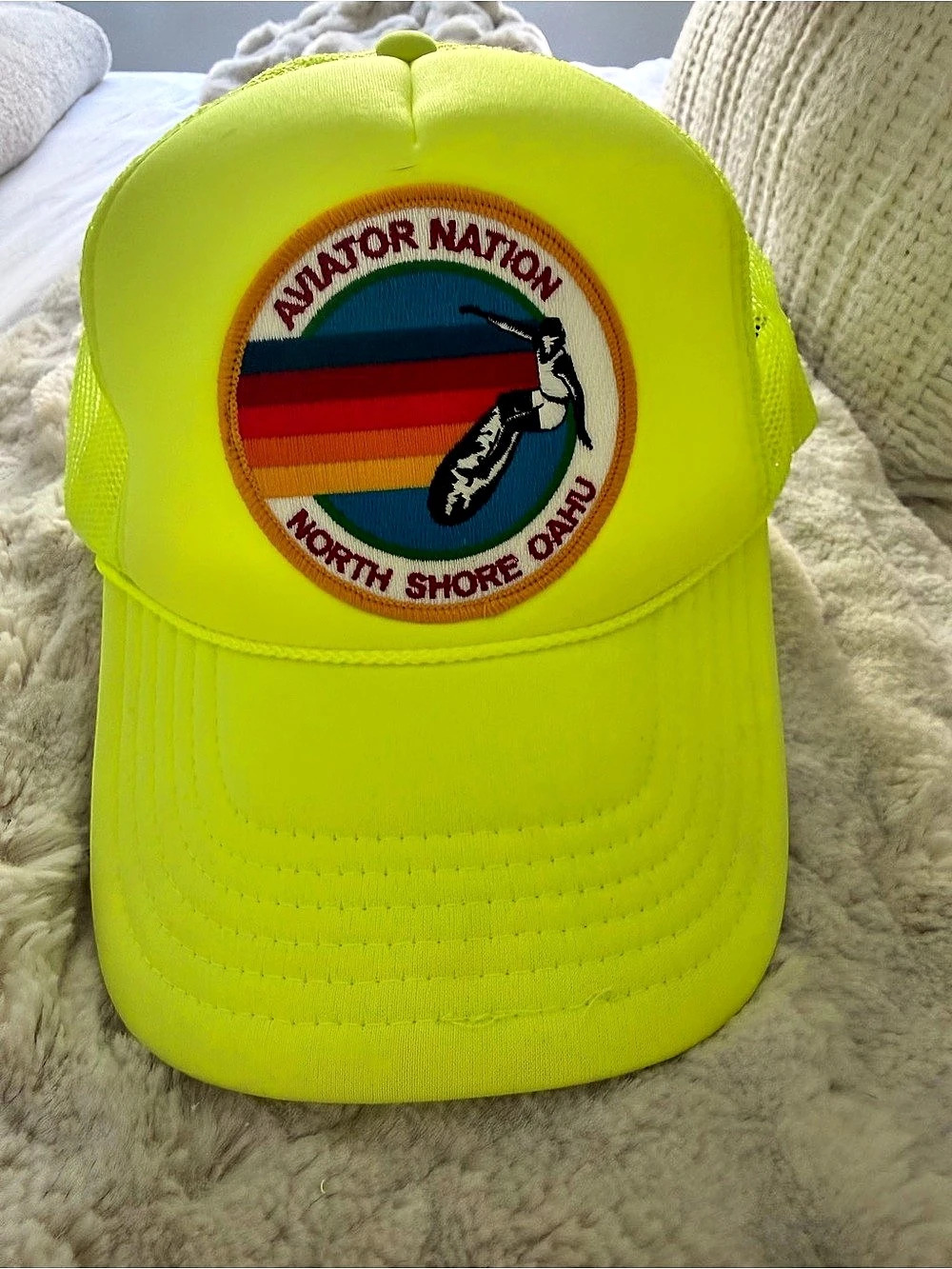 Aviator Nation North Shore Oahu Trucker Hat in Neon Yellow